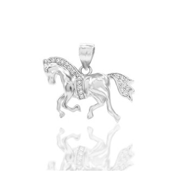 NB-4440 Stříbrný přívěšek - kůň se zirkony - zvířátka
