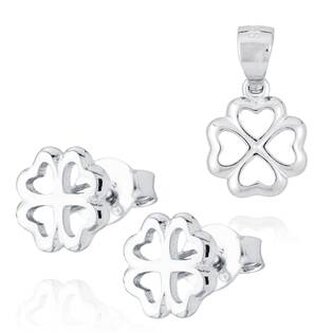 NB-9023 Stříbrná souprava šperků se čtyřlístky