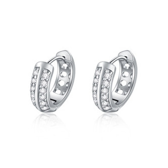 NB-3143 Stříbrné náušnice kroužky se zirkony