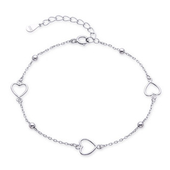 NB-1246 Dámský stříbrný náramek se srdíčky - srdce