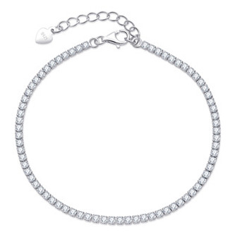 NB-1272 Stříbrný štrasový tenisový náramek