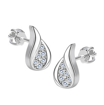 NB-3754 Stříbrné šroubovací náušnice - srdce