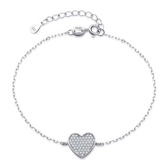 NB-1072 Dámský stříbrný náramek srdíčko - srdce