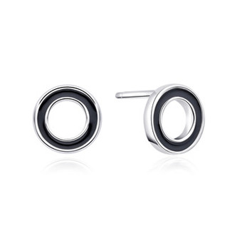 NB-3364 Stříbrné náušnice černá kolečka