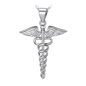 NB-4133 Stříbrný přívěšek - Aeskulapova hůl - křídla