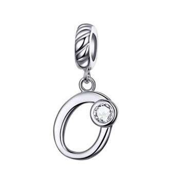 B0352-O Stříbrný přívěšek korálek na náramek - písmeno O - iniciály