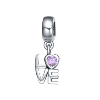 B0374 Stříbrný přívěšek korálek na náramek - srdce