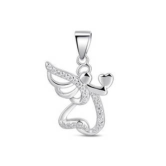 NB-4637 Stříbrný přívěsek andělíček se srdíčkem - andílci