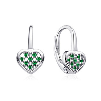 NB-3032 Stříbrné náušnice na klapku srdíčka - srdce