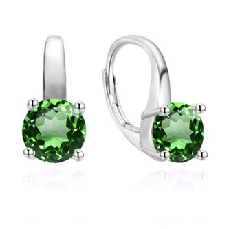 NB-3058 Stříbrné náušnice se zelenými zirkony