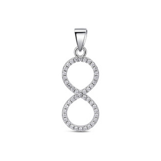 NB-4362 Stříbrný přívěšek nekonečno se zirkony - nekonečno - ležatá osmička
