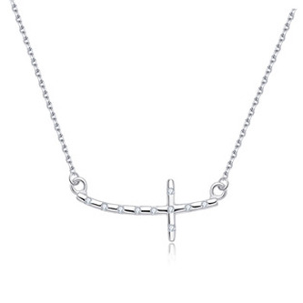 NB-2435 Stříbrný náhrdelník kříž se zirkony