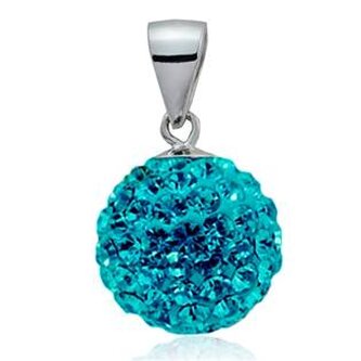 NS-SWAG-Q Stříbrný přívěšek koule 10 mm s krystaly Crystals from Swarovski®, Turquise