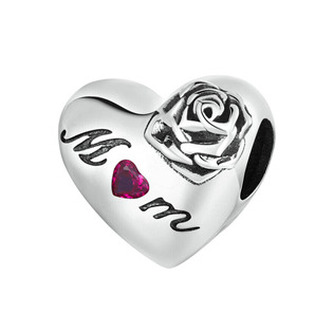 B0109 Stříbrný přívěšek korálek na náramek - srdce