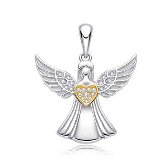 NB-4439 Stříbrný přívěsek andílek - srdce