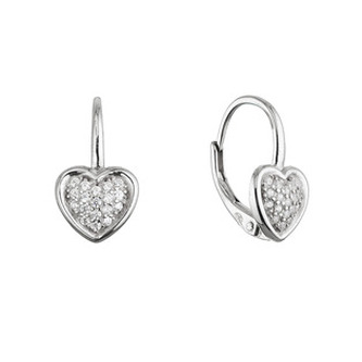 EG1482 Stříbrné visací náušnice srdíčka - srdce