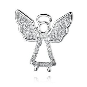NB-4090 Stříbrný přívěšek andílek se zirkony - andílci