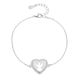 NB-1205 Stříbrný náramek srdce s andílkem