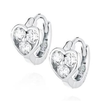 NB-3312 Stříbrné náušnice kroužky se srdíčkem - srdce