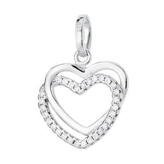 NB-4194 Stříbrný přívěšek srdce dvojité