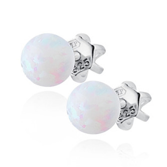 NB946-OP17 Šroubovací stříbrné náušnice s bílým opálem