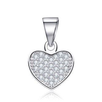 NB-4385 Stříbrný přívěšek srdíčko se zirkony - srdce