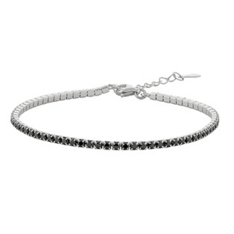 NB-1269 Stříbrný štrasový tenisový náramek černý