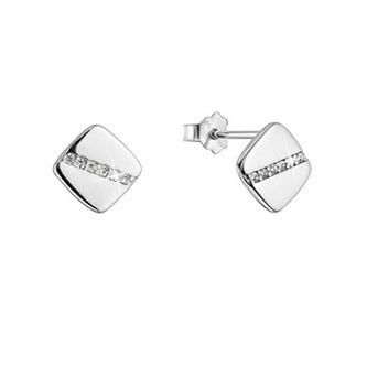 EG9172-ST Stříbrné náušnice čtverečky se zirkony