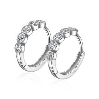 NB-3430 Stříbrné náušnice kroužky se zirkony