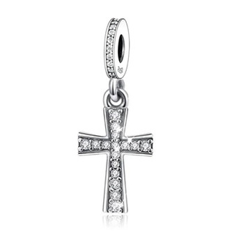 B0060 Visací stříbrný přívěsek korálek kříž - zvířátka