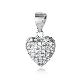 NB-4094 Stříbrný přívěšek srdíčko se zirkony - srdce