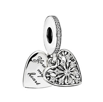 B0380 Stříbrný přívěšek korálek na náramek - srdce