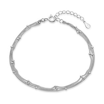 NB-1227 Trojitý stříbrný náramek s kuličkami