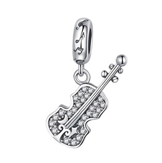 B0488 Stříbrný přívěšek korálek na náramek - hudba