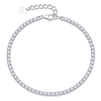 NB-1267 Stříbrný štrasový tenisový náramek