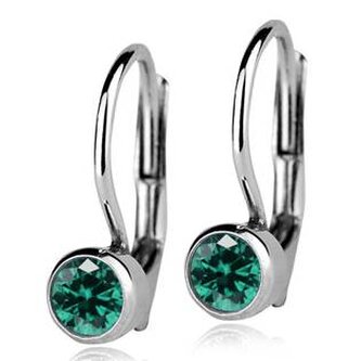 ZB23067-GB Stříbrné náušnice se zelenomodrými kamínky 4 mm