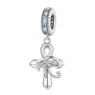 B0544 Stříbrný přívěšek korálek na náramek kříž život