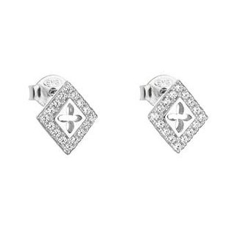 EG2148 Stříbrné náušnice kosočtverce s křížky