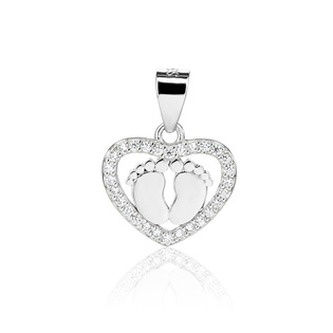 NB-4628 Stříbrný přívěsek srdíčko s nožičkami - rodina