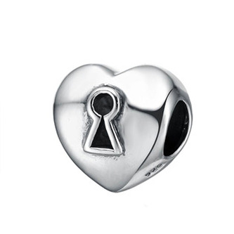 NB-8255 Stříbrný přívěšek korálek na náramek zámeček - srdce