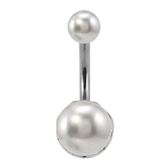 BP01112 Stříbrý piercing do pupíku - perličky