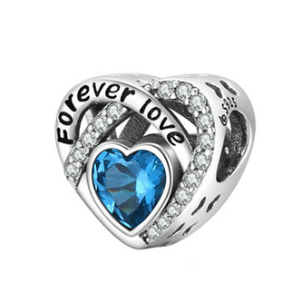 B0278 Stříbrný přívěšek korálek na náramek - srdce