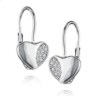 NB-3347 Stříbrné náušnice na klapku - srdíčka - srdce