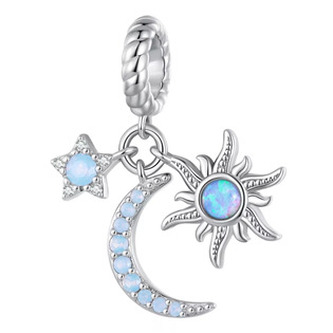 B0559 Stříbrný přívěšek korálek na náramek - hvězdy