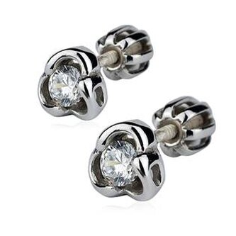 ZB3808 Stříbrné náušnice šroubovací - zirkon