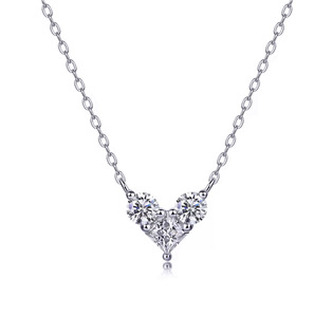 MN427 Stříbrný náhrdelník srdce s MOISSANITY