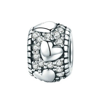NB-8213 Stříbrný přívěšek korálek se srdíčky - srdce