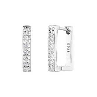 NB-3084 Stříbrné hranaté  náušnice se zirkony