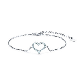 MN304 Stříbrný náramek s moissanity - srdce