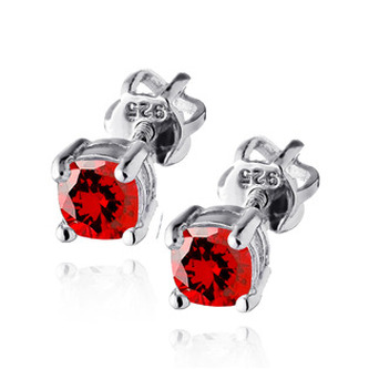 NB-3759-R Stříbrné náušnice s červenými zirkony